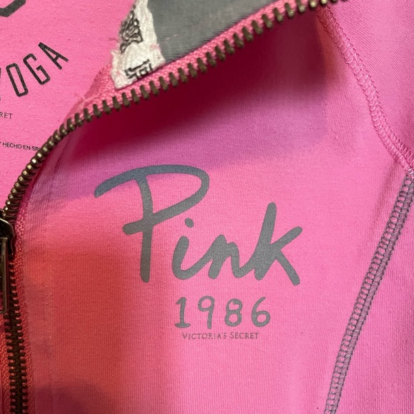 Victoria Secret Pink Gray and Pink 3/4 Zip Up Sweatshirt - Picture 4 of 5
